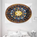 Ambesonne Astrology Tapestry, Aries Taurus Gemini Cancer Leo Virgo Libra Scorpio Horoscope Signs, Wall Hanging for Bedroom Living Room Dorm, 80" X 60", Brown Yellow and Blue - Gemini Blanket for men