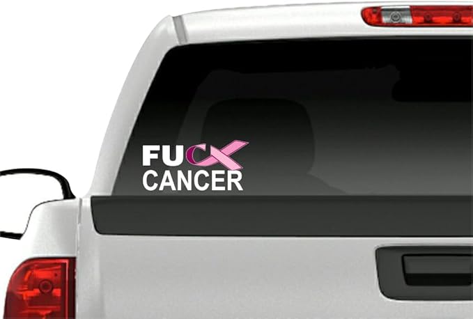 2 FU Cancer Pink Ribbon 8'' Decals FCK Breast Cancer Vinyl Vehicle Decal Stickers (Pink (2 Decals)) - Cancer Car Accessories for men