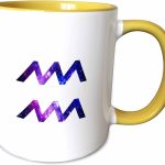 3dRose Aquarius star sign - water waves glyph - astrological horoscope symbol 11oz Two-Tone Yellow Mug - Aquarius Mug for men