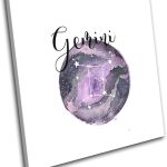 Bold Bloc Design - Constellation Gemini Star Sign Starsign 90x90cm Single Canvas Art Print Box Framed Picture Wall Hanging - Hand Made in The UK - Framed and Ready to Hang - Gemini Canvas for men