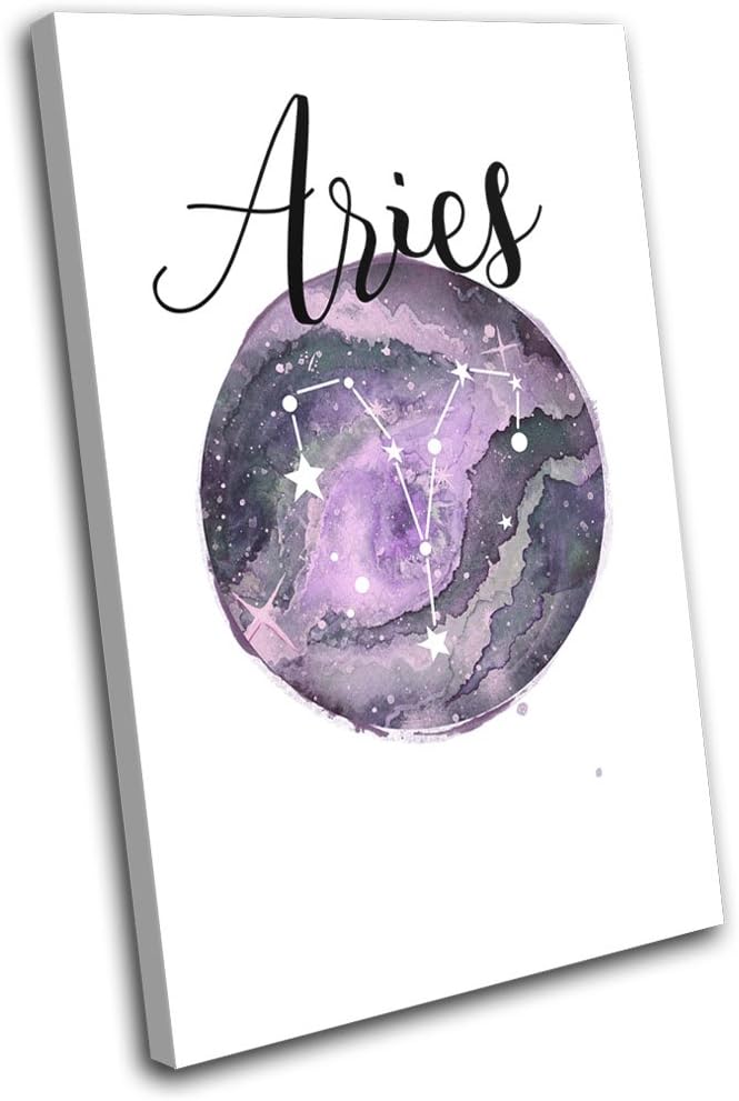 Bold Bloc Design - Constellation Aries Star Sign Starsign 75x50cm Single Canvas Art Print Box Framed Picture Wall Hanging - Hand Made in The UK - Framed and Ready to Hang - Aries Canvas for men