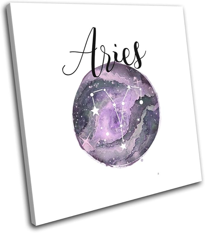 Bold Bloc Design - Constellation Aries Star Sign Starsign 90x90cm Single Canvas Art Print Box Framed Picture Wall Hanging - Hand Made in The UK - Framed and Ready to Hang - Aries Canvas for men
