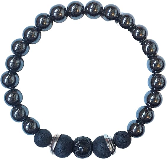 Aries Bracelet for Men, Hematite Stone and Lava Rock, Black Beaded Bracelets, Negative Energy Protection, Astrology Jewelry, Aries Zodiac Sign Gifts - 7,8,9 Inch Size - Aries Bracelet for men
