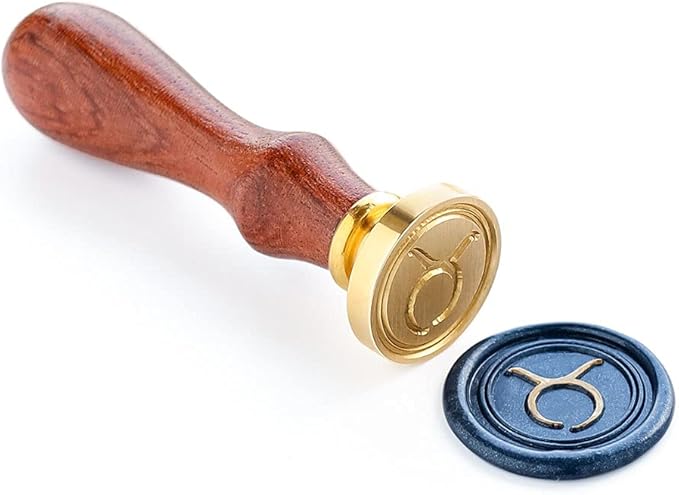 Wax Seal Stamper, VOOSEYHOME Horoscope Taurus Sign of Zodiac Stamp with Rosewood Handle Decorating on Packing Invitation Envelope Letter Sealer Card Book Parcel for Birthday Themed Party Signature - Taurus for men