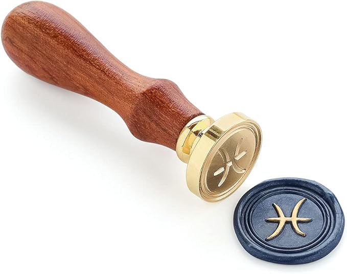 Wax Seal Stamper, VOOSEYHOME Horoscope Pisces Sign of Zodiac Stamp with Rosewood Handle Decorating on Packing Invitation Envelope Letter Sealer Card Book Parcel for Birthday Themed Party Signature - Pisces for men