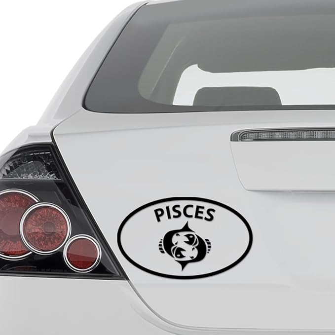 Horoscope Symbol Pisces for Car Truck Motorcycle Windows Bumper Laptop Home Wall Decor Vinyl Sticker Decal - Size [8 in/20 cm] Wide Color- Matte Black - Pisces Car Accessories for men