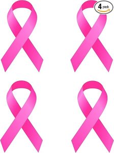 Rogue River Tactical 4 Pack Best Large Pink Ribbon Support Breast Cancer Awareness Survivor Auto Decal Bumper Sticker Vinyl for Car Truck Van RV SUV Boat Window Women Mom Grandmother (4 Pack) - Cancer Car Accessories for men