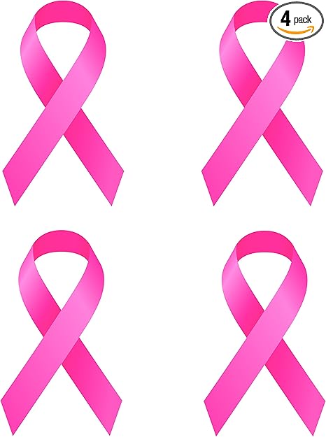 Rogue River Tactical 4 Pack Best Large Pink Ribbon Support Breast Cancer Awareness Survivor Auto Decal Bumper Sticker Vinyl for Car Truck Van RV SUV Boat Window Women Mom Grandmother (4 Pack) - Cancer Car Accessories for men