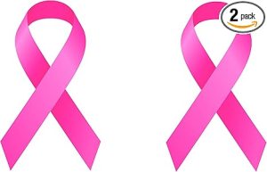 Rogue River Tactical Pack of 2 Best Large Pink Ribbon Support Breast Cancer Awareness Survivor Auto Decal Bumper Sticker Vinyl for Car Truck Van RV SUV Boat Window Women Mom Grandmother (2 Pack) - Cancer Car Accessories for men
