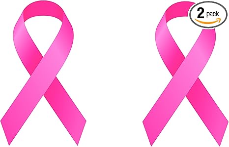 Rogue River Tactical Pack of 2 Best Large Pink Ribbon Support Breast Cancer Awareness Survivor Auto Decal Bumper Sticker Vinyl for Car Truck Van RV SUV Boat Window Women Mom Grandmother (2 Pack) - Cancer Car Accessories for men