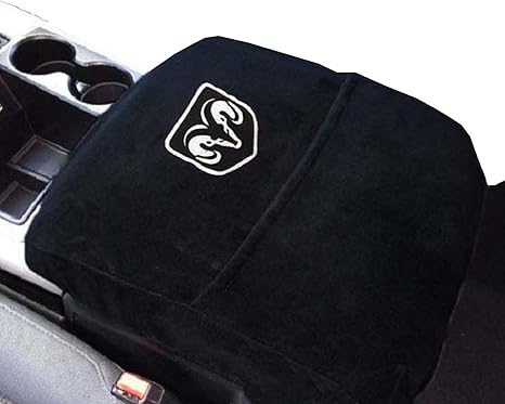 Car Console Covers Plus Official Licensed RAM Embroidered Logo Center Console Cover Designed by Seat Armour to fit RAM 2014-2025 Classic Jump Seat Model and All Bucket Seat Models - Aries Car Seat Cover for men
