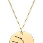 MEVECCO Gold Necklace Coin Disc Zodiac 12 Constellation Star Connected Engraved Horoscope Sign Astrology Pendant 18K Gold Plated Chain Dainty Personalized Simple Jewelry - Taurus Products for men