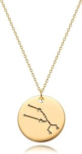 MEVECCO Gold Necklace Coin Disc Zodiac 12 Constellation Star Connected Engraved Horoscope Sign Astrology Pendant 18K Gold Plated Chain Dainty Personalized Simple Jewelry - Taurus Products for men
