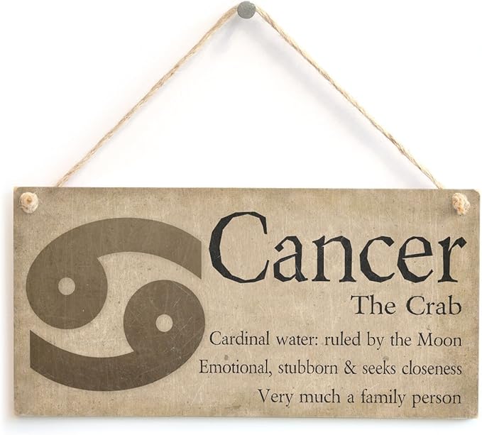 Meijiafei Cancer The Crab - Beautiful Spiritual Gift Astrology Sign of the Zodiac Plaque 10"x5" - Pisces Home Decor for men