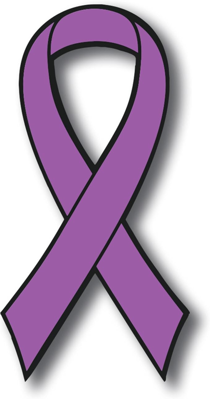 Magnet Me Up Support Pancreatic and Leiomyosarcoma Cancer Awareness Purple Ribbon Magnet Decal, 3.5x7 Inches, Heavy Duty Automotive Magnet for car Truck SUV - Cancer Car Accessories for men