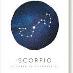 Kindred Sol Collective Scorpio Zodiac Constellation Wall Art Print (14" x 11") - Scorpio Zodiac Poster, Ideal Gift for birthdays Astrology and Star Lovers - Scorpio Canvas for men