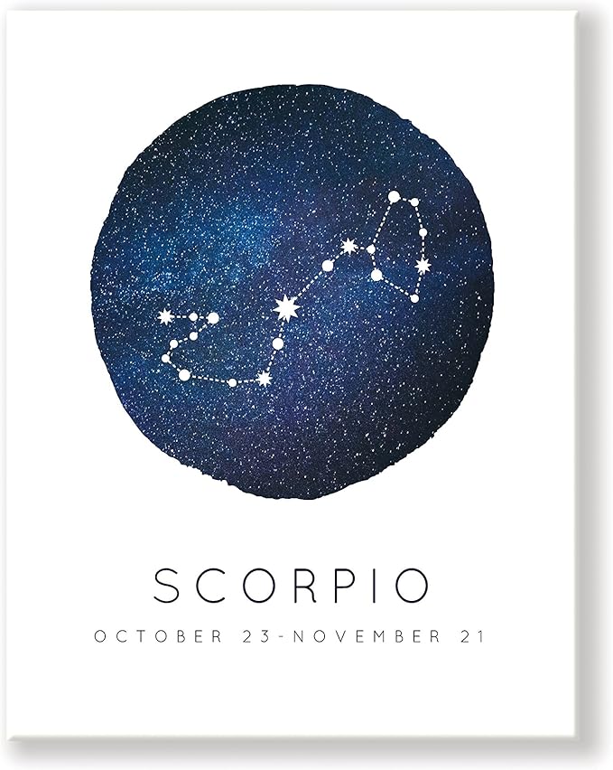 Kindred Sol Collective Scorpio Zodiac Constellation Wall Art Print (14" x 11") - Scorpio Zodiac Poster, Ideal Gift for birthdays Astrology and Star Lovers - Scorpio Canvas for men