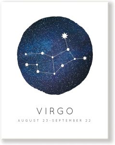 Kindred Sol Collective Virgo Zodiac Constellation Wall Art Print (14" x 11") - Virgo Zodiac Poster, Ideal Gift for birthdays Astrology and Star Lovers - Virgo Poster for men