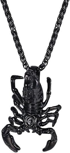 U7 Punk Necklaces Stainless Steel 18K Gold Plated Large Hip Hop Dagger/Knife/Sword/Steampunk Gear/Large Razor Blade Pendant Necklace for Men Women, Chain 22-24 Inches - Scorpio Accessories for men