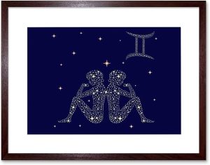 Painting Illustration Zodiac Star Sign Gemini Twin Framed Art Print B12X12966 - Gemini Canvas for men