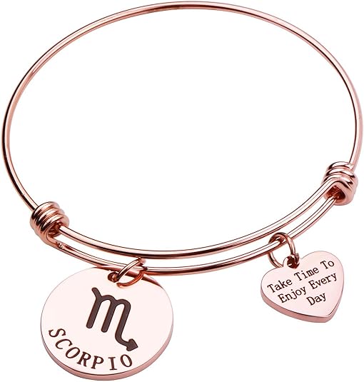 Rose Gold Zodiac Sign Bracelet Constellation Jewelry Gift for Her - Scorpio Accessories for men