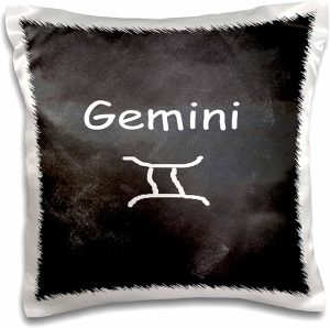 3dRose Gemini Symbol Zodiac Sign Horoscope Chalkboard Design 16x16 inch Pillow Case - Gemini Blanket for men