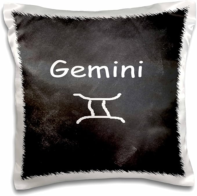3dRose Gemini Symbol Zodiac Sign Horoscope Chalkboard Design 16x16 inch Pillow Case - Gemini Blanket for men
