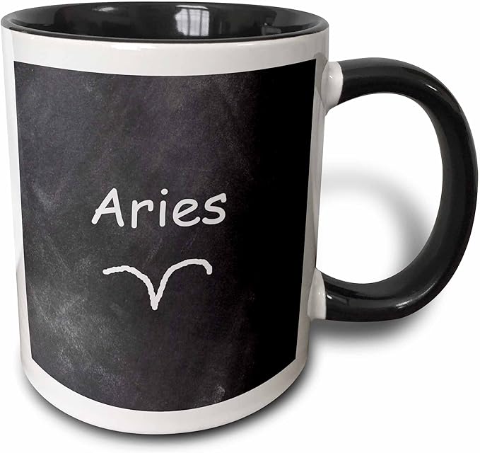 3dRose Aries Symbol Zodiac Sign Horoscope Chalkboard Design 11oz Two-Tone Black Mug - Aries Mug for men