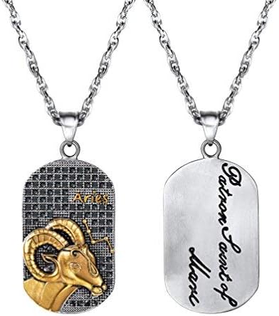 Stainless Steel Zodiac Star Sign Constellation Horoscope Pendant Necklace Idea Men Women - Aries Necklace for men