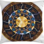 Ambesonne Astrology Throw Pillow Cushion Cover, Aries Taurus Gemini Cancer Leo Virgo Libra Scorpio Horoscope Signs, Decorative Square Accent Pillow Case, 28" X 28", Brown Yellow and Blue - Aries Car Seat Cover for men
