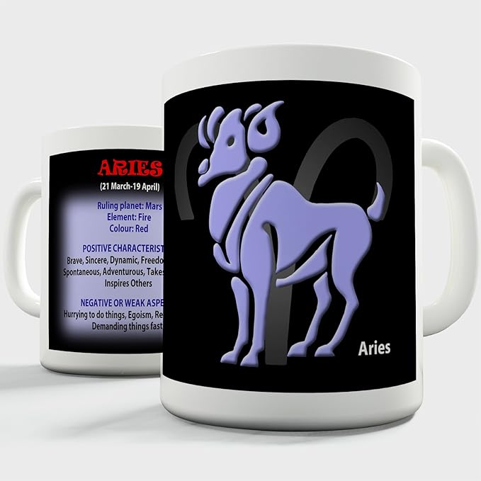 Twisted Envy Zodiac Star Sign "Aries" Ceramic Mug 15 OZ - Aries Mug for men