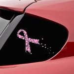 Slap-Art Breast Cancer Heart Ribbon Vinyl Decal Sticker (Soft Pink) - Cancer Car Accessories for men