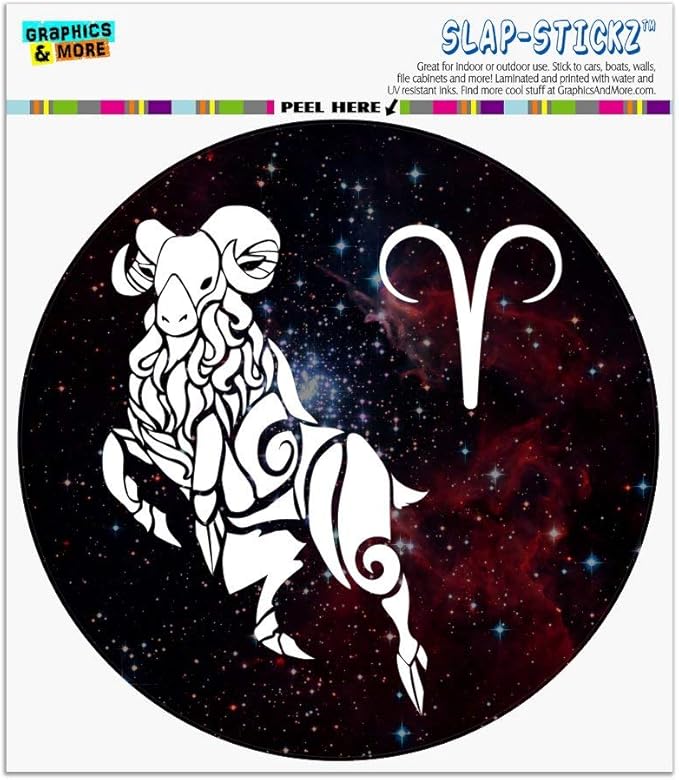 Aries Zodiac Sign Horoscope in Space Automotive Car Window Locker Circle Bumper Sticker - Aries Sticker for men