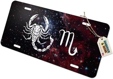 GRAPHICS & MORE Scorpio Scorpion Zodiac Sign Horoscope in Space Novelty Metal Vanity Tag License Plate - Scorpio Sticker for men