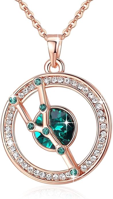 Leafael "Superstar Zodiac Constellation Pendant Necklace Made with Premium Crystal Horoscope Jewelry, Gold or Rose Gold Plated, 18"+ 2" - Taurus for men