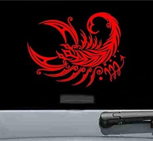 JS Artworks Tribal Scorpio Sign Vinyl Decal Sticker (RED) - Scorpio Sticker for men