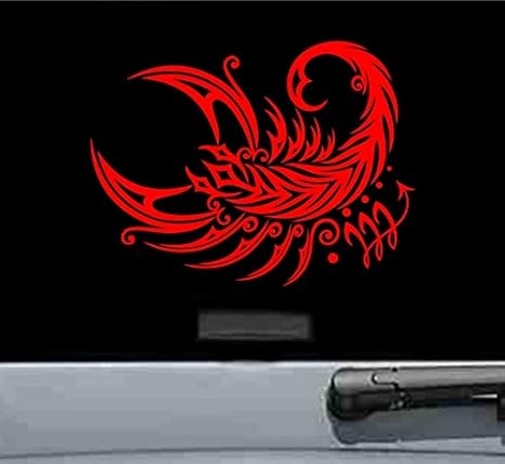 JS Artworks Tribal Scorpio Sign Vinyl Decal Sticker (RED) - Scorpio Sticker for men
