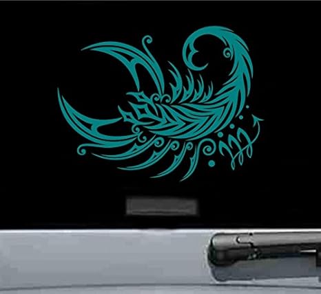 JS Artworks Tribal Scorpio Sign Vinyl Decal Sticker (Teal) - Scorpio Sticker for men