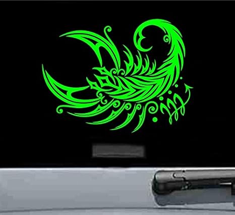 JS Artworks Tribal Scorpio Sign Vinyl Decal Sticker (Lime Green) - Scorpio Sticker for men