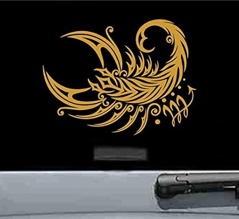 JS Artworks Tribal Scorpio Sign Vinyl Decal Sticker (Gold) - Scorpio Sticker for men