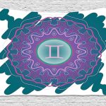 Ambesonne Zodiac Gemini Tapestry, Doodle Style Mandala Round Pattern with Cosmic Sign and Scribble, Wall Hanging for Bedroom Living Room Dorm, 80" X 60", Teal Pink and Green - Gemini Blanket for men
