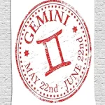 Ambesonne Zodiac Gemini Tapestry, Weathered Old Rubber Stamp Design Vintage Circle Stars Sign and Dates, Wall Hanging for Bedroom Living Room Dorm Decor, 40" X 60", Scarlet and White - Gemini Blanket for men