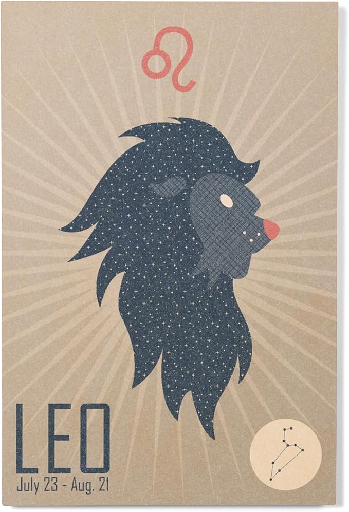 Lantern Press 12x18 Inch Premium Wood Sign, Ready to Hang Wall Decor, Leo, Woven Zodiac - Leo Canvas for men