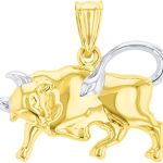 Jewelry America High Polish 14K Yellow Gold Bull Pendant Taurus Zodiac Sign Charm - Taurus for men