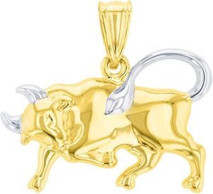 Jewelry America High Polish 14K Yellow Gold Bull Pendant Taurus Zodiac Sign Charm - Taurus for men