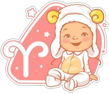 JS Artworks Cute Little Baby Aries Vinyl Bumper Sticker Decal Astrology Sign Cartoon - Aries Sticker for men