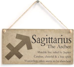 Meijiafei Sagittarius The Archer - Beautiful Spiritual Gift Astrology Sign of the Zodiac Plaque 10" x 5" - Sagittarius Home Decor for men