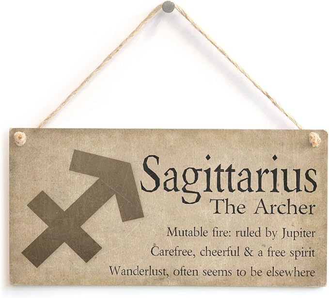 Meijiafei Sagittarius The Archer - Beautiful Spiritual Gift Astrology Sign of the Zodiac Plaque 10" x 5" - Sagittarius Home Decor for men
