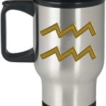 mmandiDESIGNS Aquarius Car Travel Mug Zodiac Astrology Stainless Steel Perfect Male or Female Present Idea with Gold Color Horoscope Sign - Aquarius Mug for men