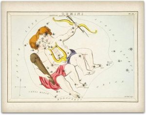 Gemini Zodiac Antique Constellation Poster - Vintage Astrology Constellation Print, Mythological Antique Decor, Star Sign Room Decoration and Birthday Gift Idea, 11x14 Unframed Art Print Poster - Gemini Canvas for men